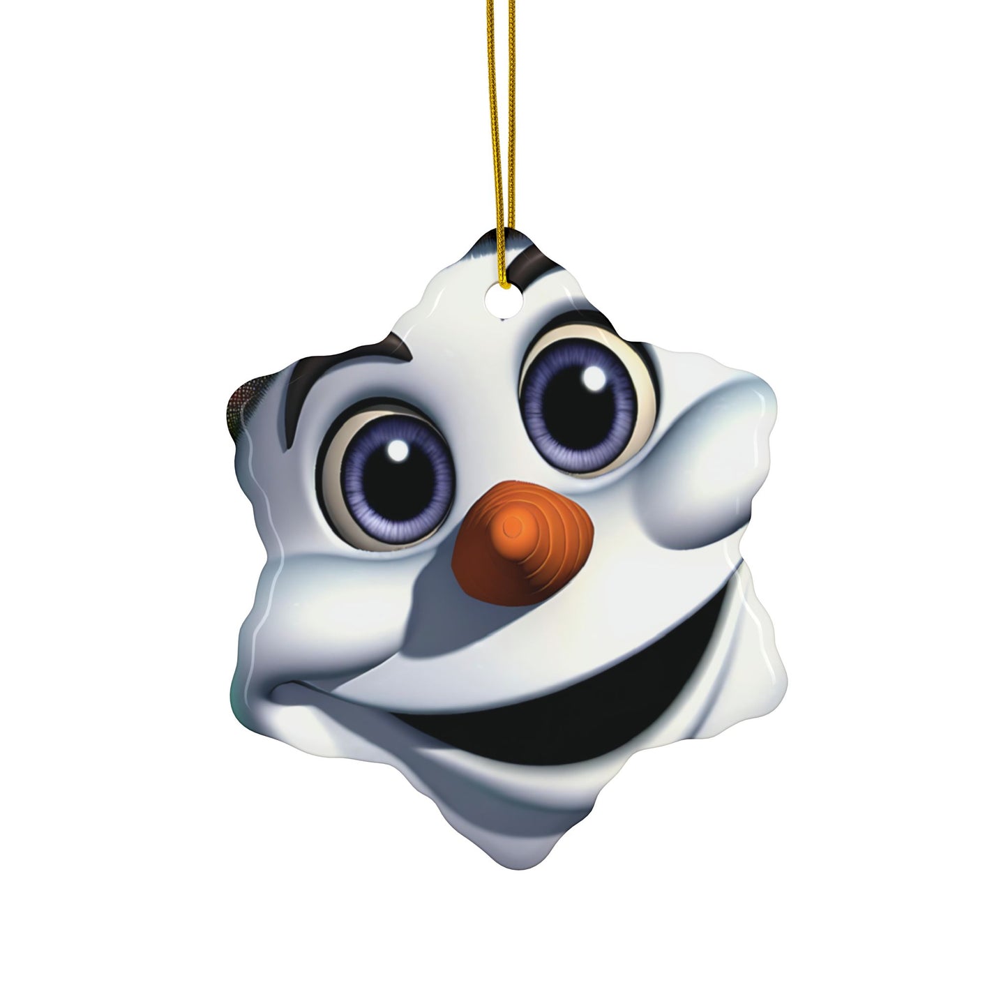 Snowman Face Ceramic Ornament — Cute Holiday Tree Decoration, Double-Sided