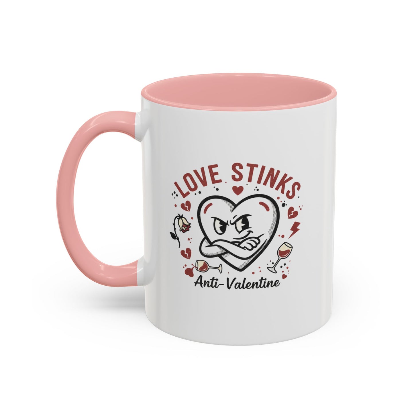 Coffee Mug — "Love Stinks" Anti-Valentine Heart Accent Mug (11/15oz)