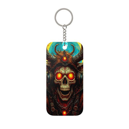 Skull Demon Keychain — Double‑Sided Horror Charm with Glowing Red Eyes