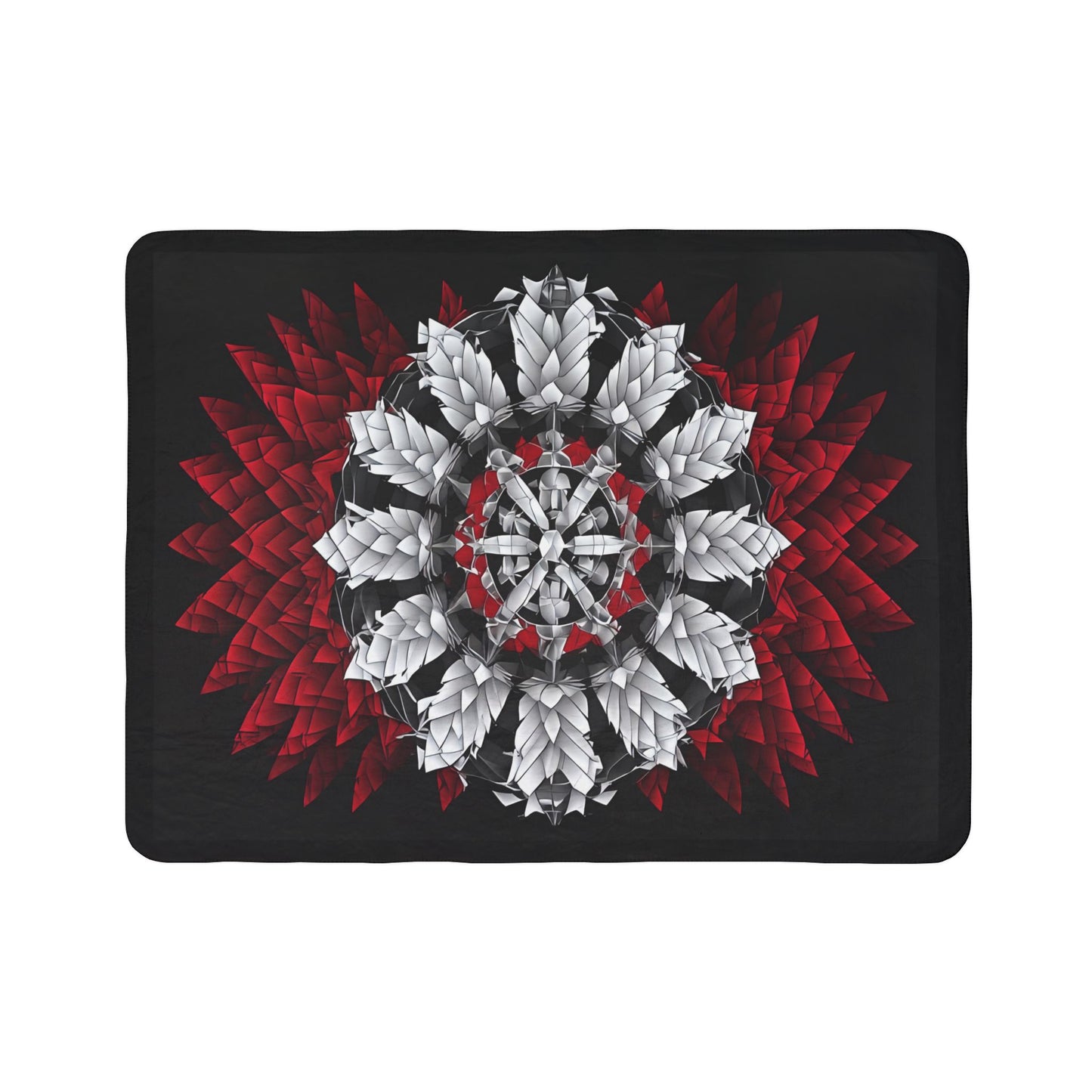 Red & White Mandala Fleece Sherpa Blanket