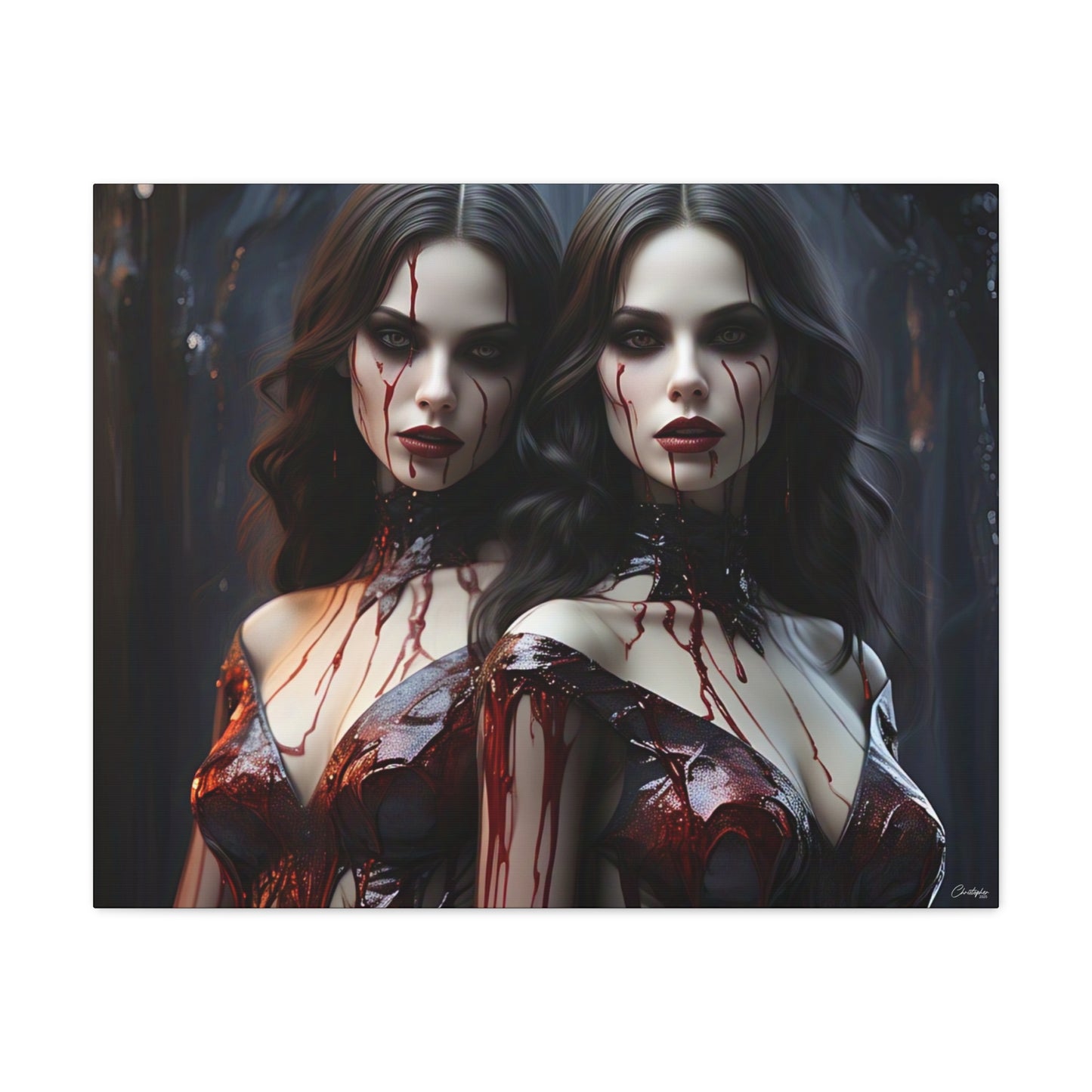 Gothic Vampire Canvas Art, Wall Decor, Horror Artwork, Halloween Home Decor, Spooky Room Accent, Unique Gift Idea