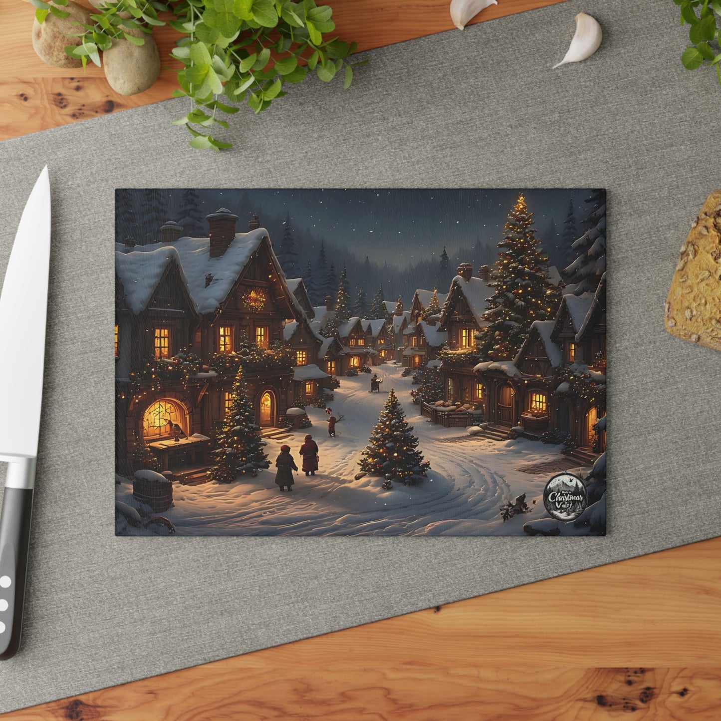 Winter Wonderland Glass Cutting Board for Holiday Cooking, Kitchen Decor, Unique Gift, Winter Home Decor, Christmas Kitchen Essentials