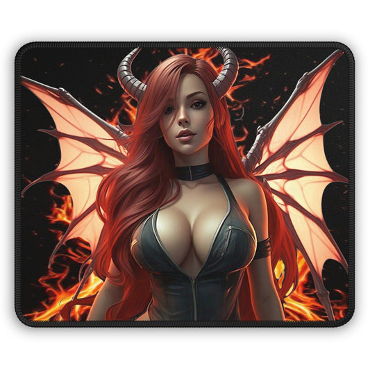 Gaming Mouse Pad — Fiery Demoness Anime Girl with Horns & Wings
