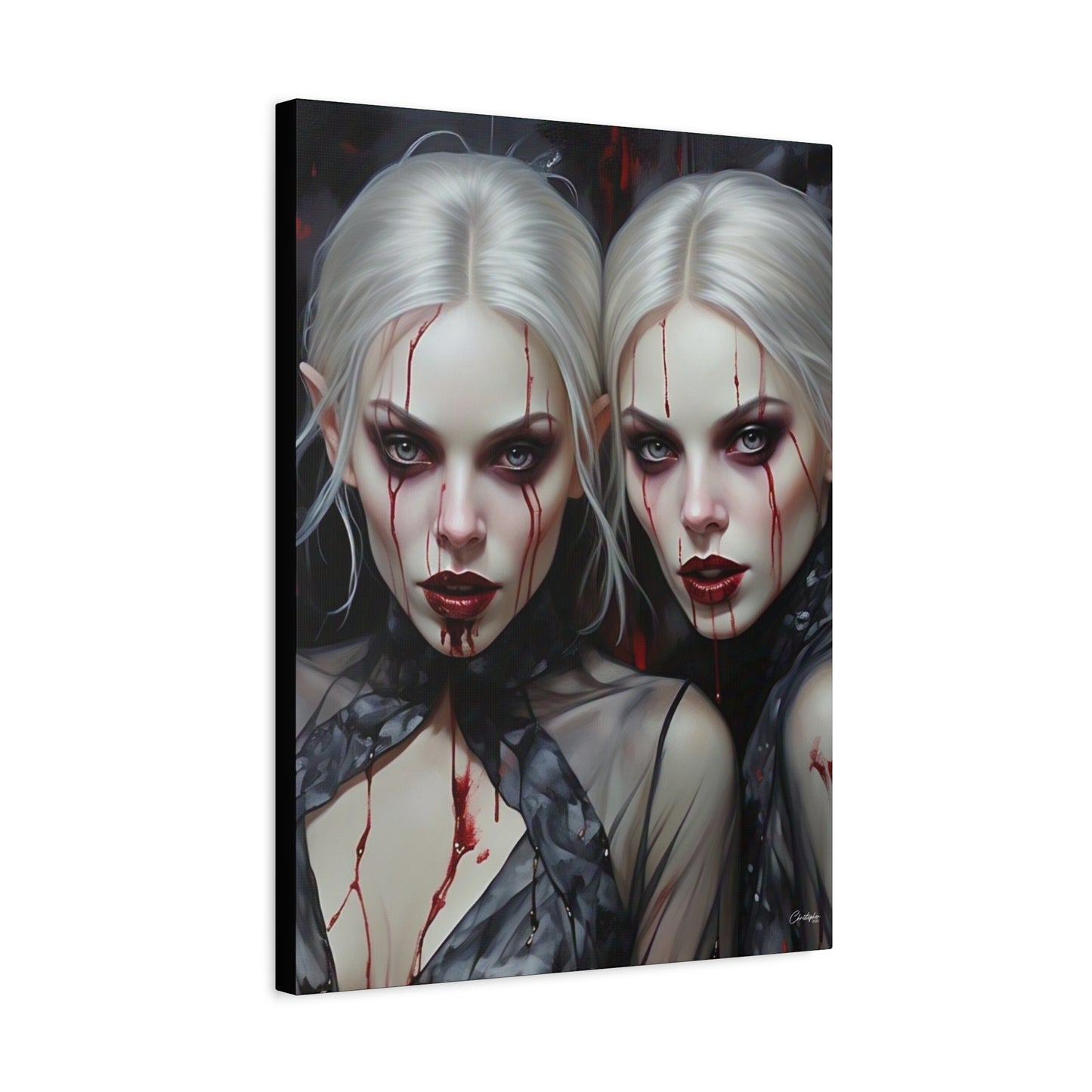 Gothic Canvas Art Print, Dark Fantasy Wall Decor, Horror Art, Halloween Home Decor, Vampire Artwork, Unique Gift for Spooky Season