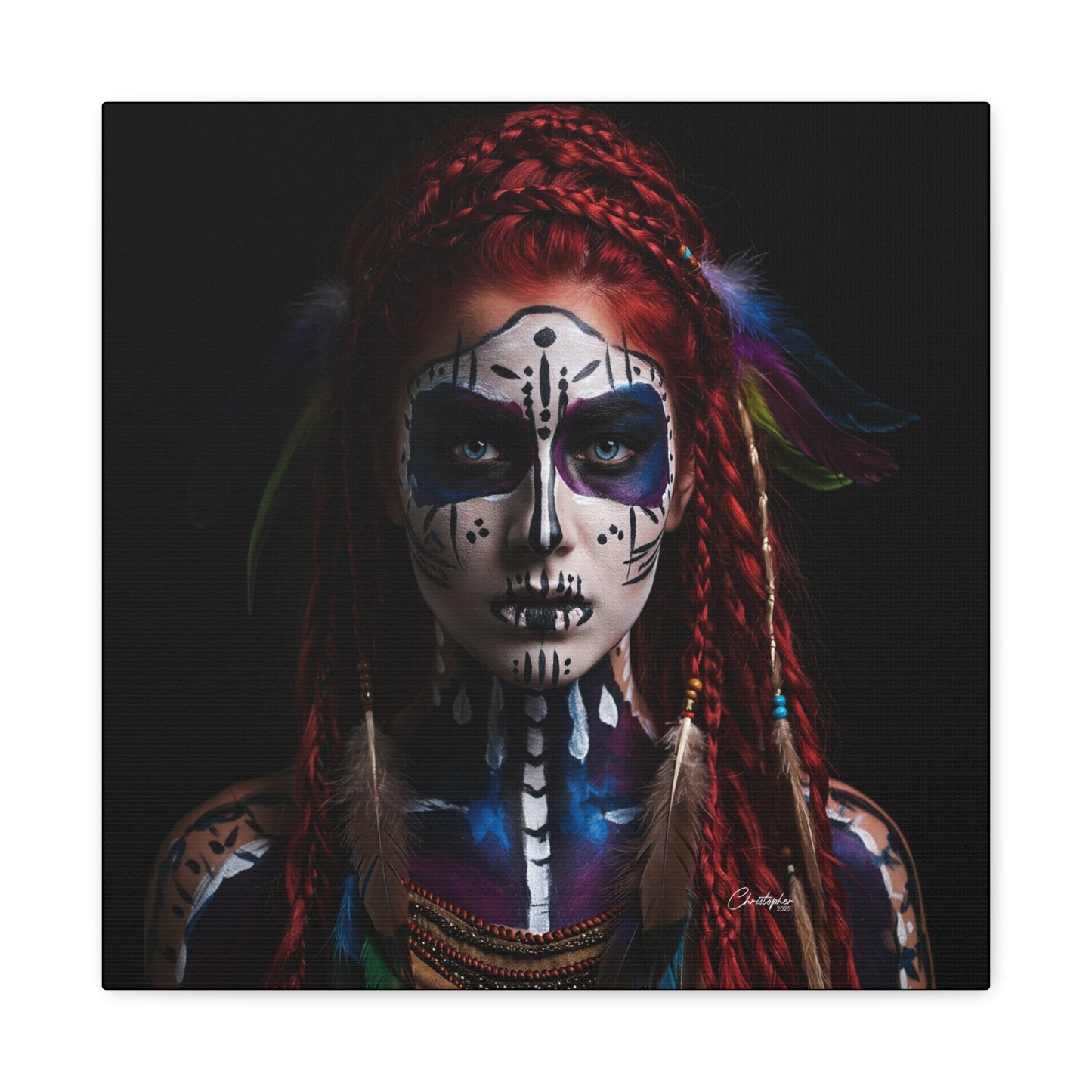 Colorful Tribal Art Canvas Print - Bohemian Home Decor