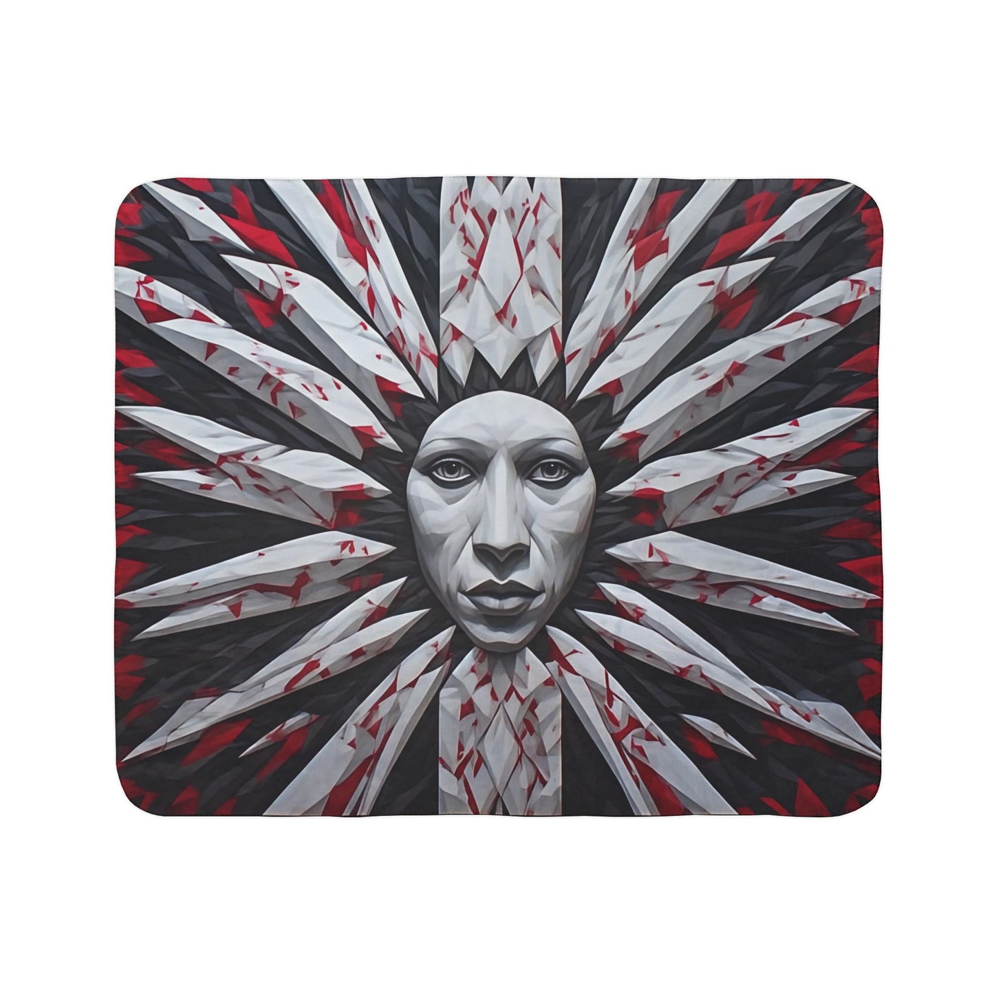 Horror Sunface Sherpa Blanket — Gothic Bloody Knife Mandala Throw