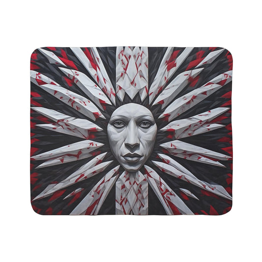 Horror Sunface Sherpa Blanket — Gothic Bloody Knife Mandala Throw