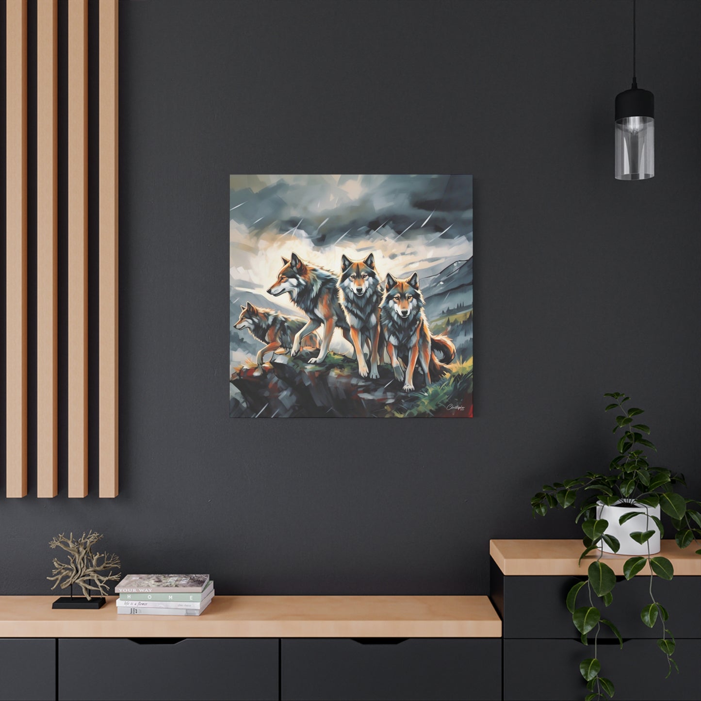 Wolf Family Matte Canvas Art, Home Decor, Animal Lovers Gift, Nature Wall Art, Wildlife Art Print, Outdoor Enthusiasts Decor