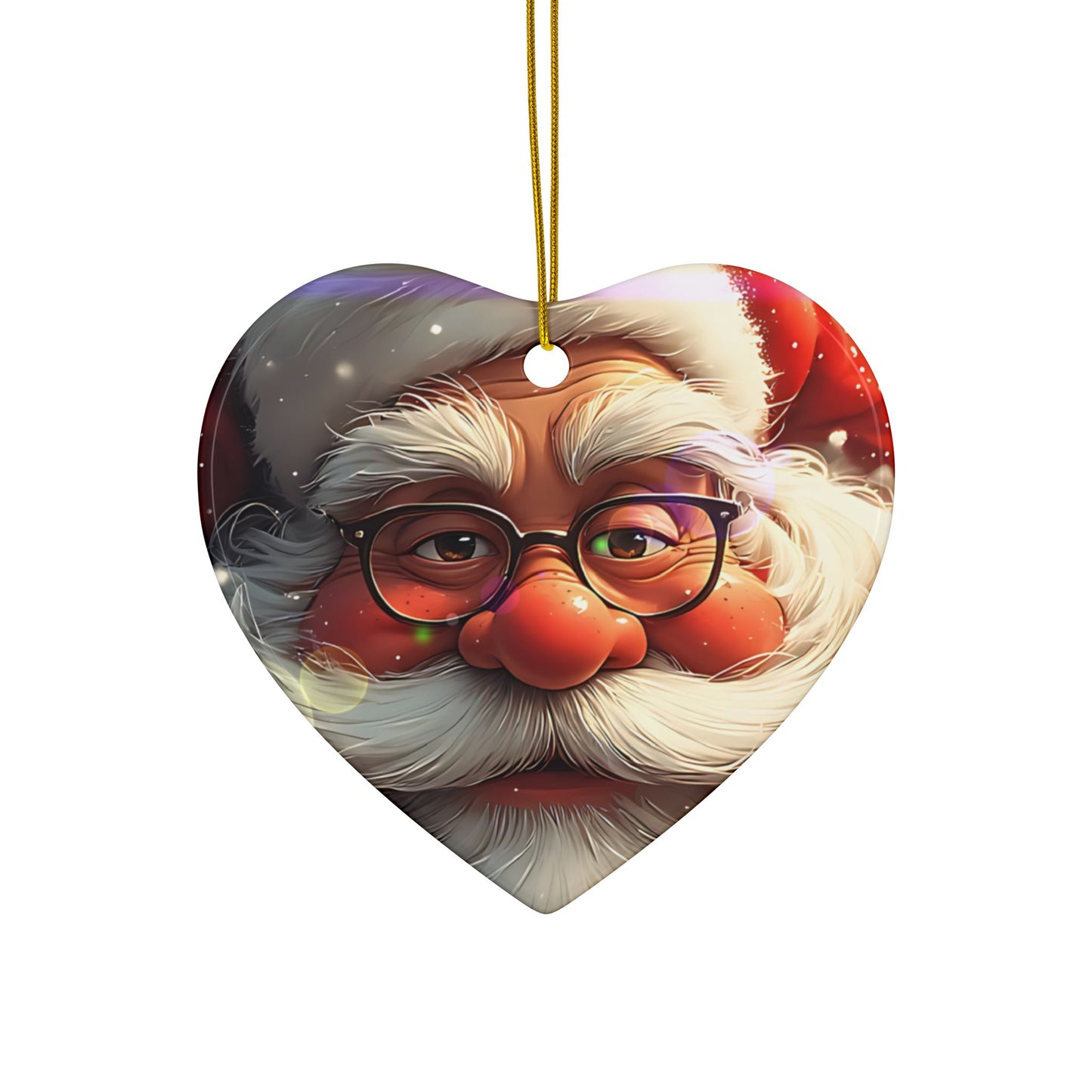 Santa Face Ceramic Ornament — Round Double-Sided Christmas Tree Decor (Personalizable, Pack Options)