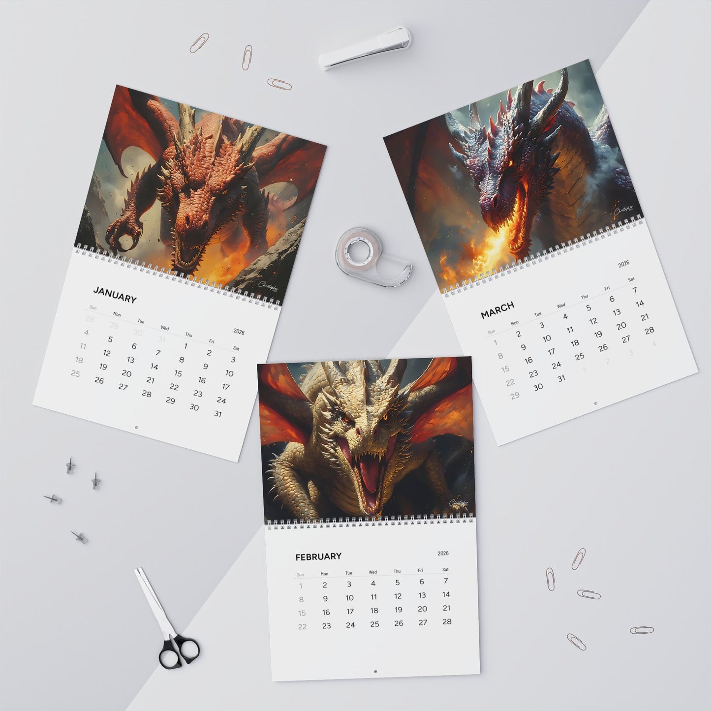 Here there be Dragons Wall Calendars (2026)