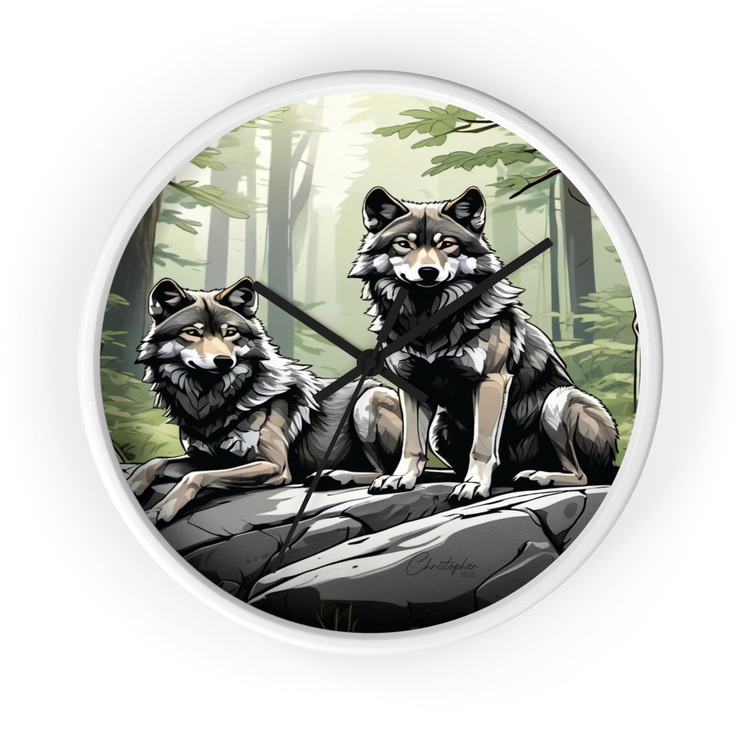 Wolf Pack Wall Clock, Nature Decor, Rustic Home Accent, Wildlife Gift, Forest Themed Clock, Animal Lover Decor