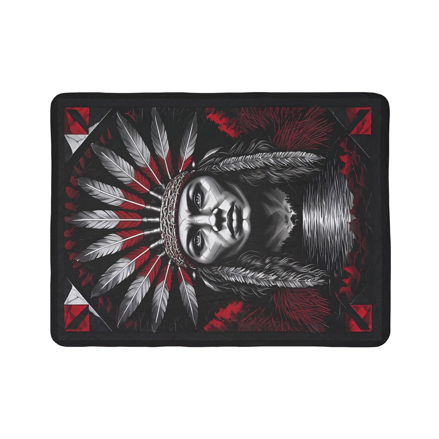 Native Chief Headdress Sherpa Blanket – Bold Tribal Fleece Throw