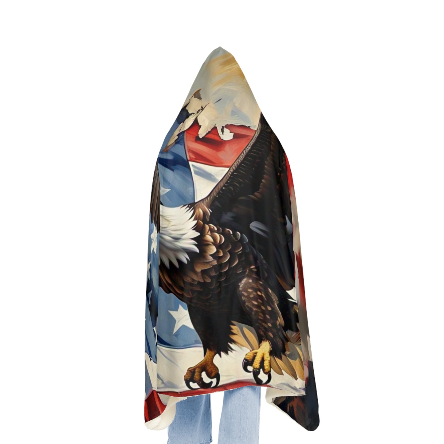 Patriotic Snuggle Blanket with Eagle Design, Cozy Throw Blanket, American Flag Blanket, Gift for Veterans, Home Decor, Camping Blanket