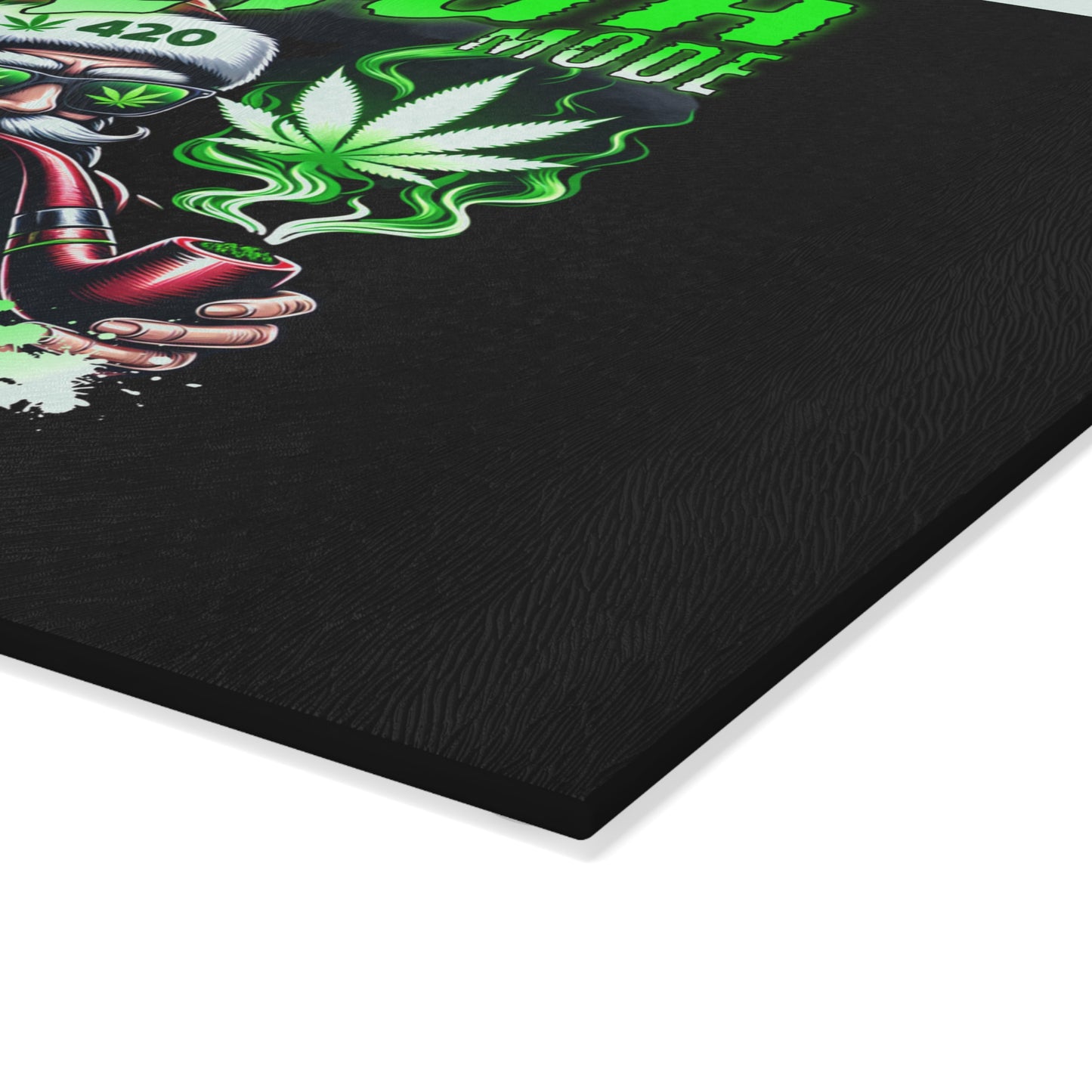 Sleigh Mode Glass Cutting Board | Fun Holiday Kitchen Decor, Unique Gift for Chefs, Christmas, Cannabis Enthusiasts, Holiday Entertaining