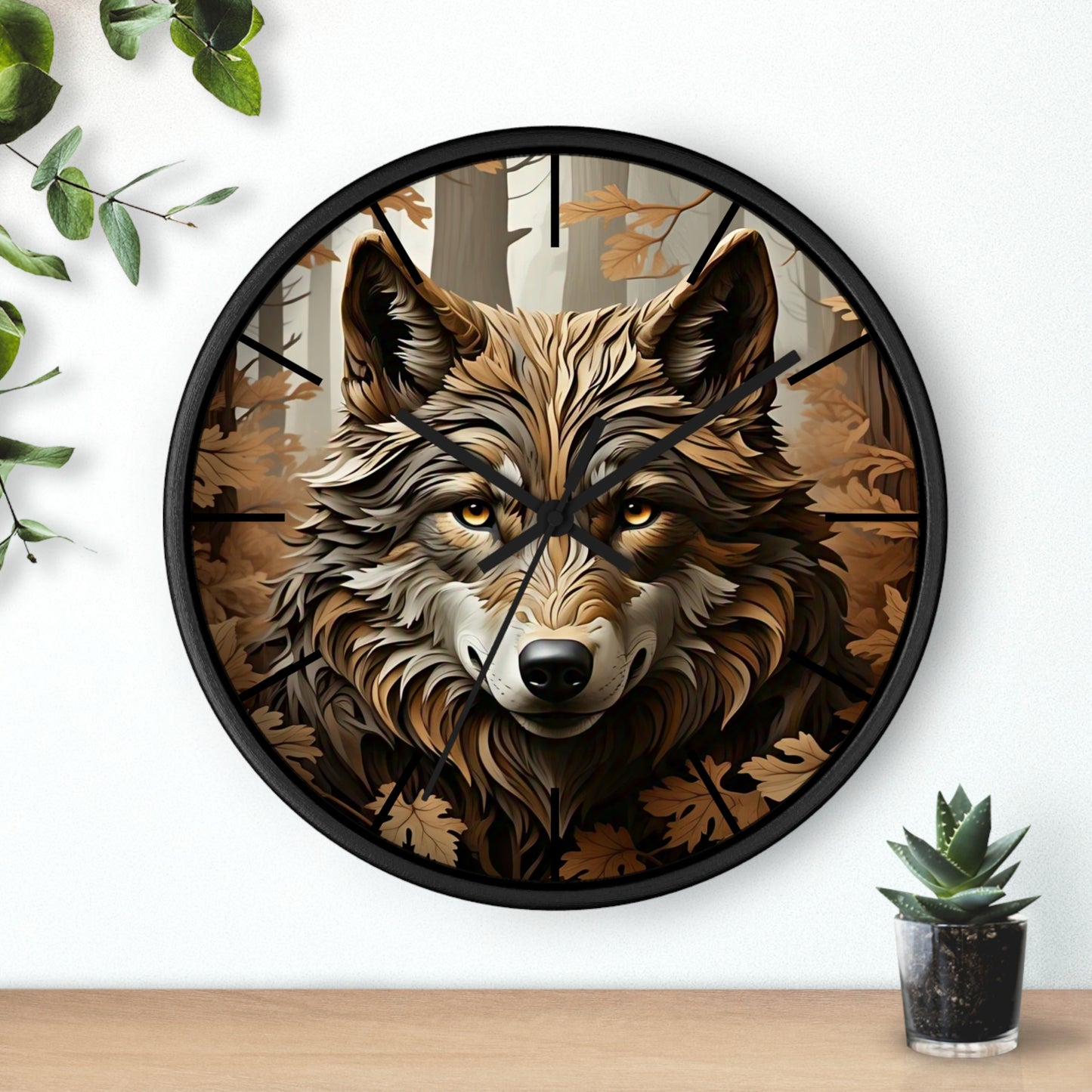 Wolf-Themed Wall Clock | Rustic Home Decor, Animal Lovers Gift, Woodland Lodge Accent, Nature-Inspired Wall Art, Unique Timepiece