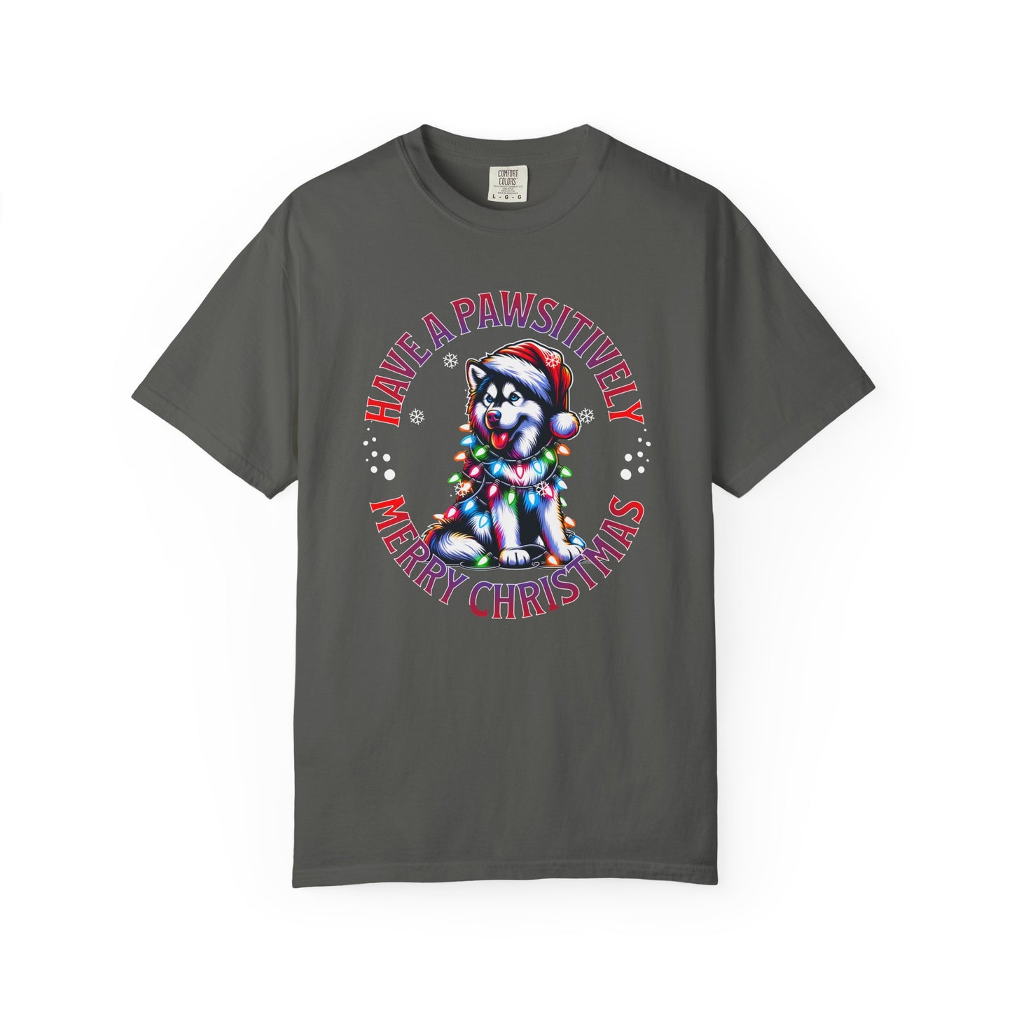 Christmas Husky T-Shirt — "Have a Paws-itively Merry Christmas" Holiday Tee