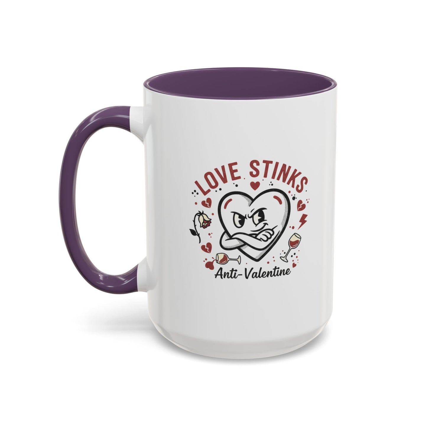 Coffee Mug — "Love Stinks" Anti-Valentine Heart Accent Mug (11/15oz)