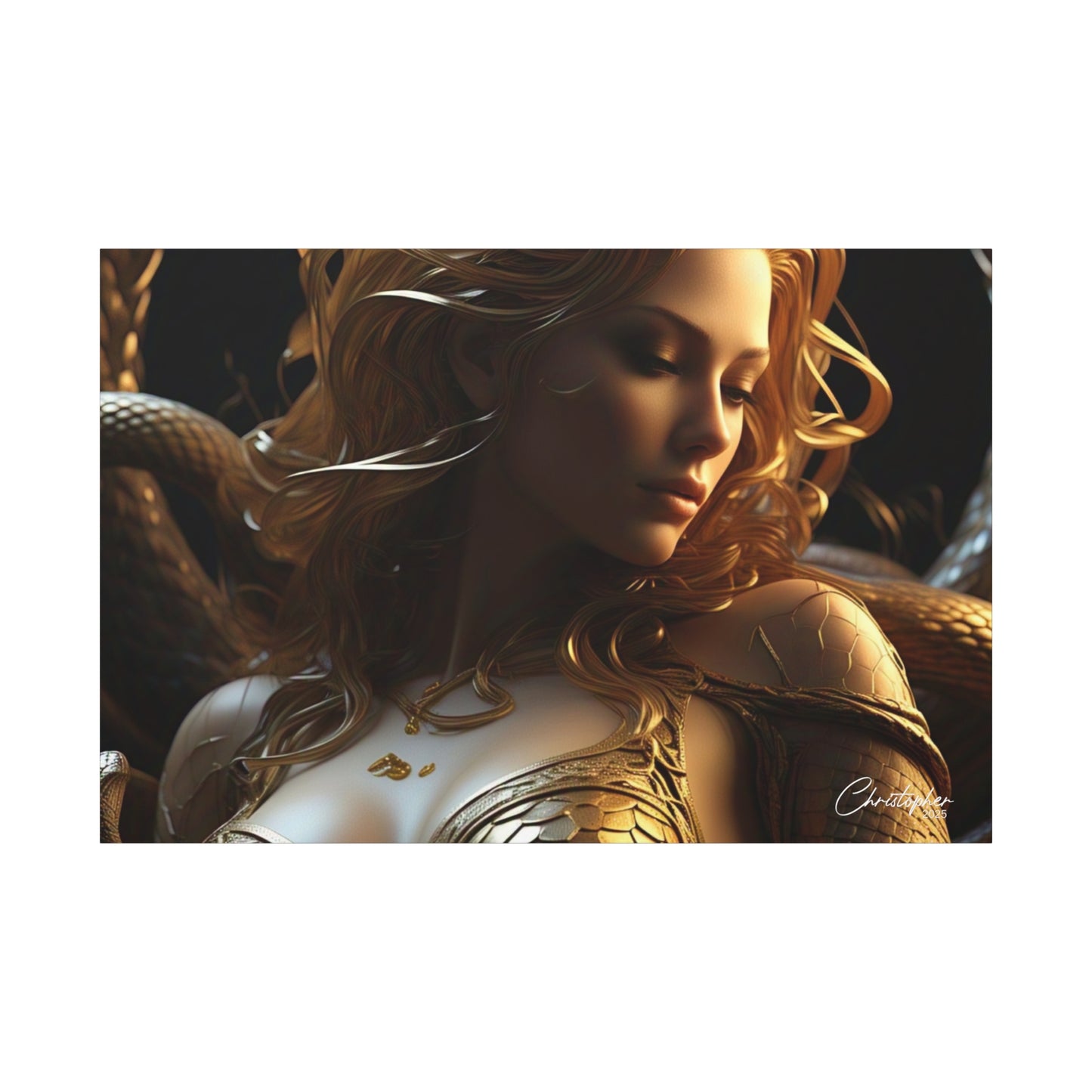 Fantasy Art Canvas Print - Serpent Goddess Home Decor