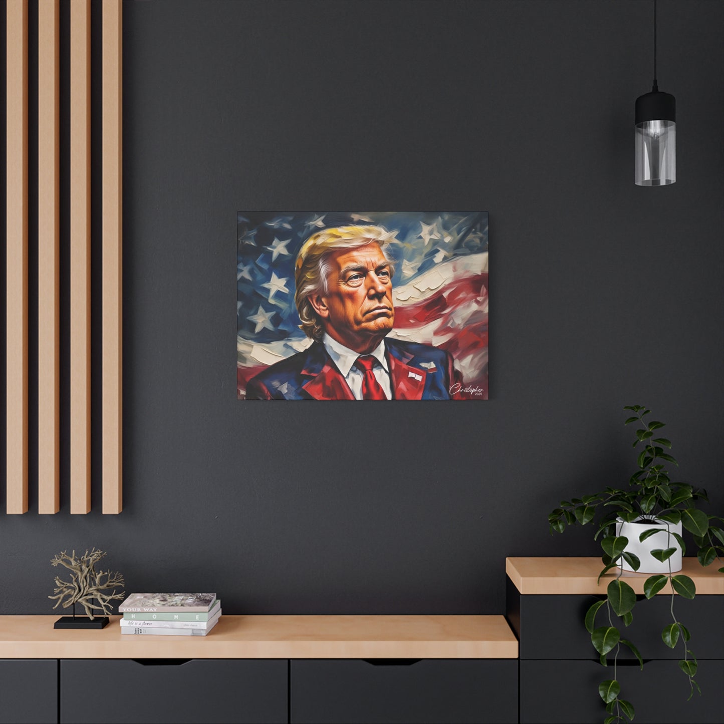 Patriotic Canvas Art, Stretched Wall Decor, Home Office, Gifts for Republicans, Political Enthusiasts, Americana Artwork