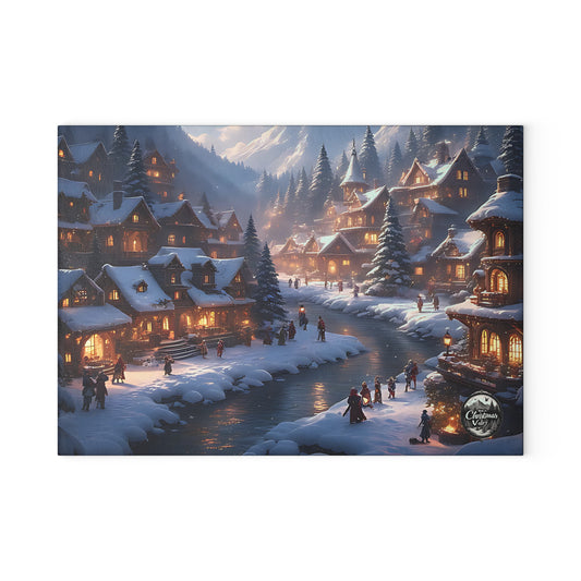 Winter Wonderland Glass Cutting Board | Holiday Kitchen Decor, Christmas Gift, Hostess Present, Unique Serving Surface, Cooking Accessories