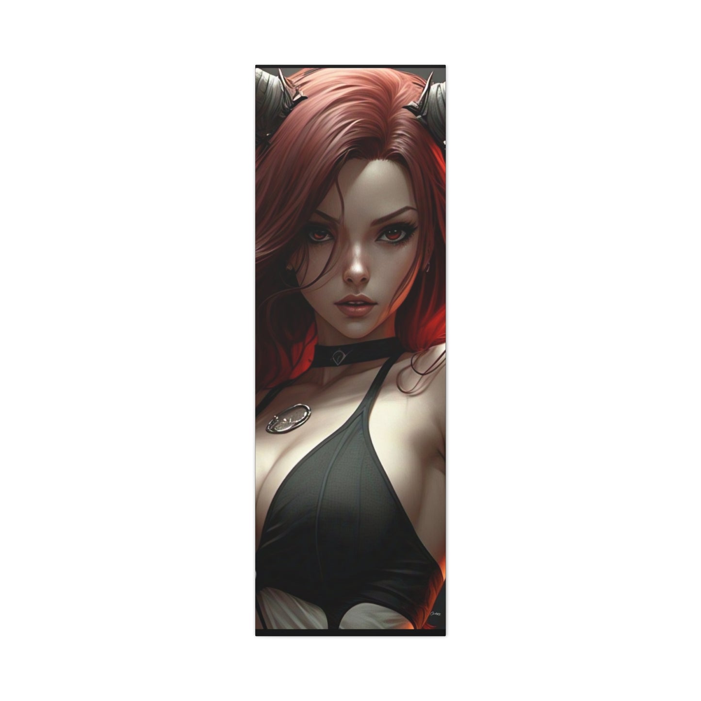 Gothic Fantasy Canvas Art, Demon Girl Wall Decor, Unique Home Decor, Gift for Her, Halloween or Birthday Gift