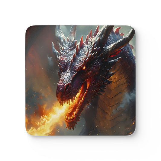 Dragon Fire Corkwood Coaster Set — Fantasy Dragon Drink Coasters