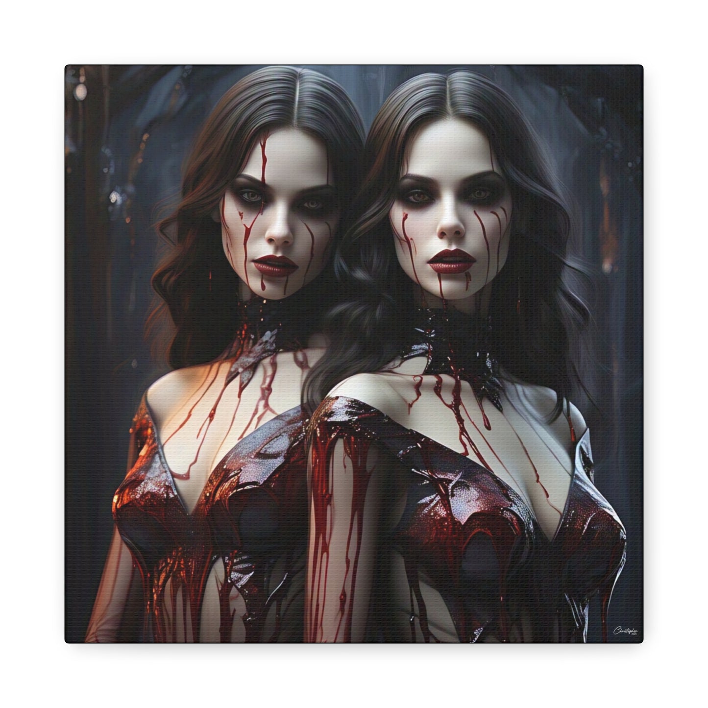 Gothic Vampire Canvas Art, Wall Decor, Horror Artwork, Halloween Home Decor, Spooky Room Accent, Unique Gift Idea