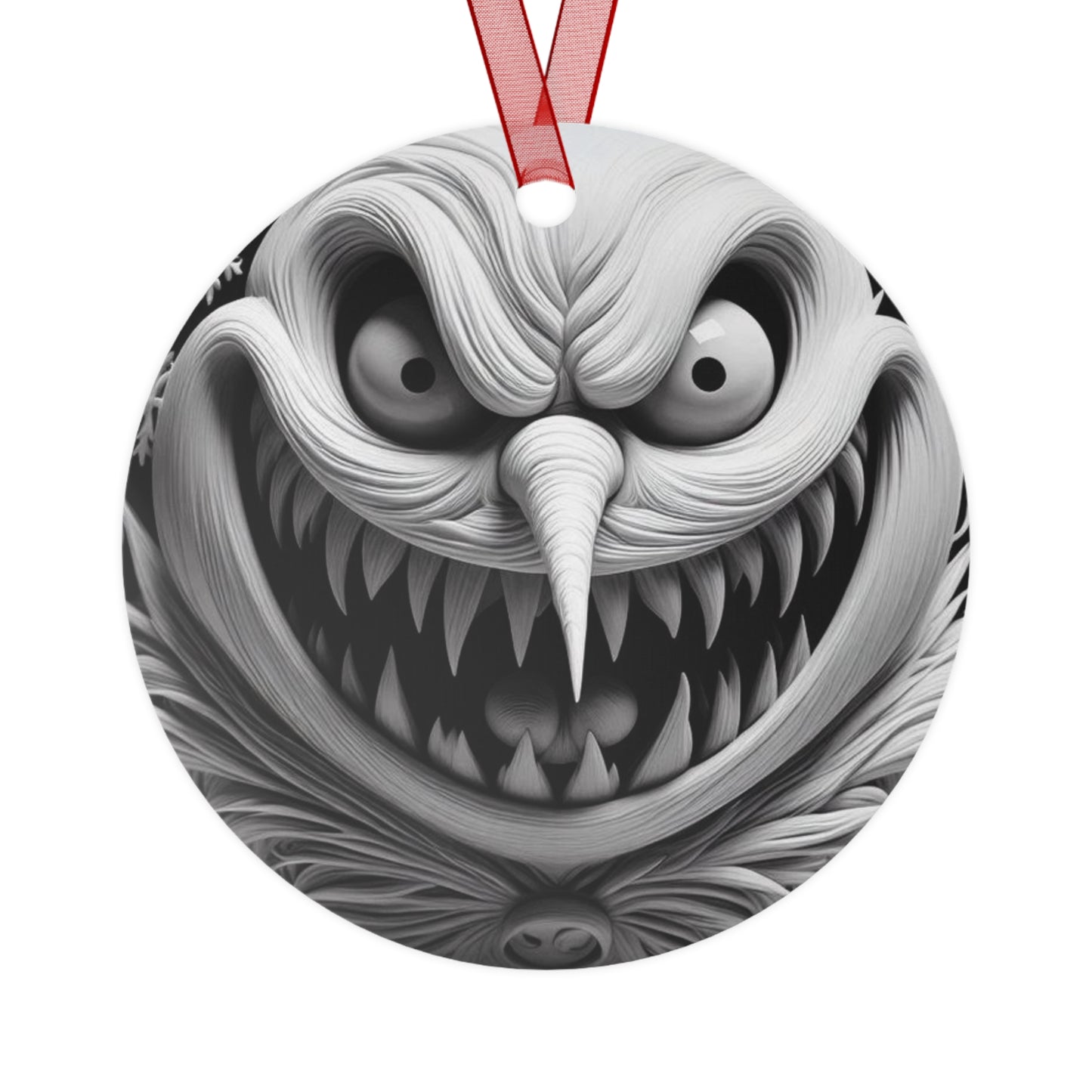 Creepy Grin Metal Ornament — Scary Christmas Bell Decoration