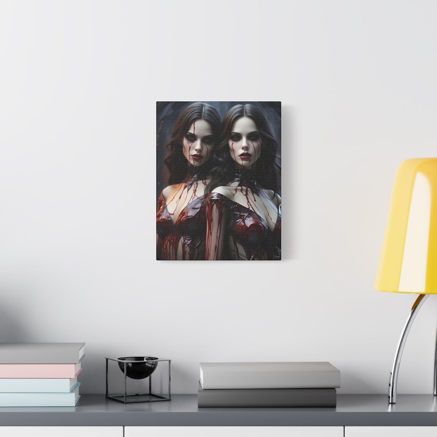 Gothic Vampire Canvas Art, Wall Decor, Horror Artwork, Halloween Home Decor, Spooky Room Accent, Unique Gift Idea