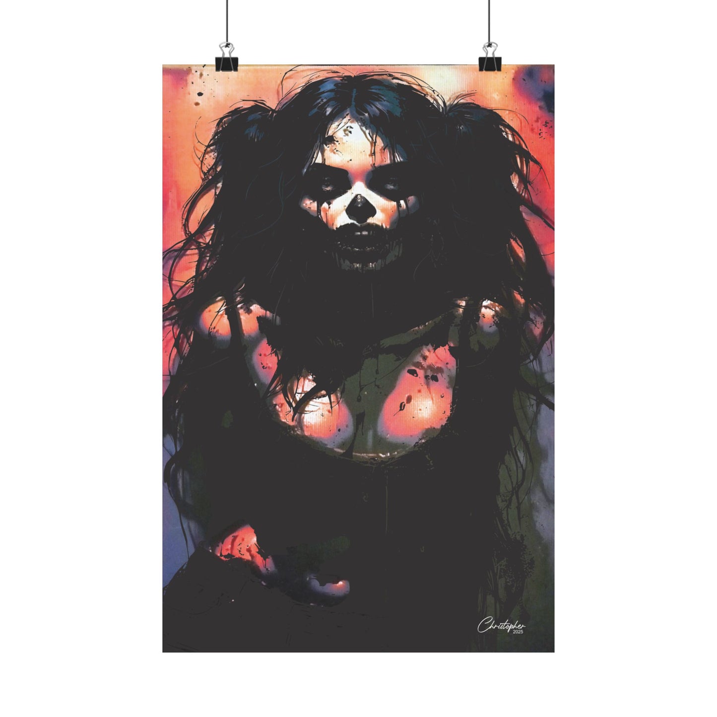 Laser Engraved Original Art Gothic Wall Art Poster, Edgy Home Decor, Alternative Aesthetic Prints, Halloween Decor, Unique Gift Idea