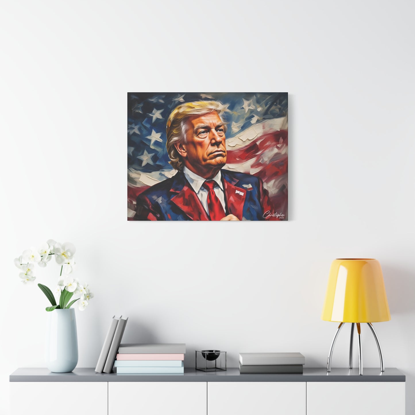 Patriotic Canvas Art, Stretched Wall Decor, Home Office, Gifts for Republicans, Political Enthusiasts, Americana Artwork