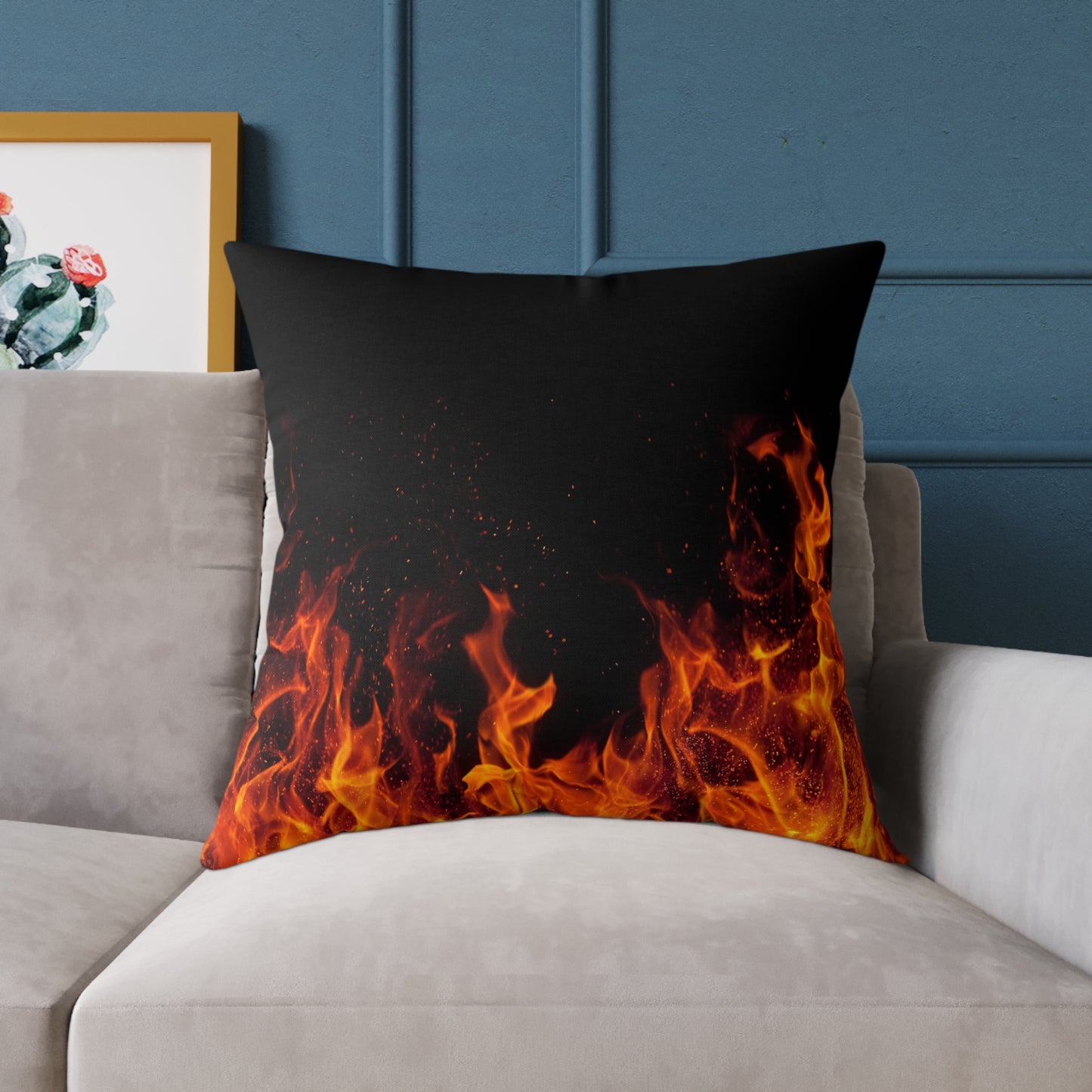 Fiery Flames Square Pillow, Decorative Throw Pillow, Cozy Living Room Accent, Unique Gift, Home Decor for Fire Lovers
