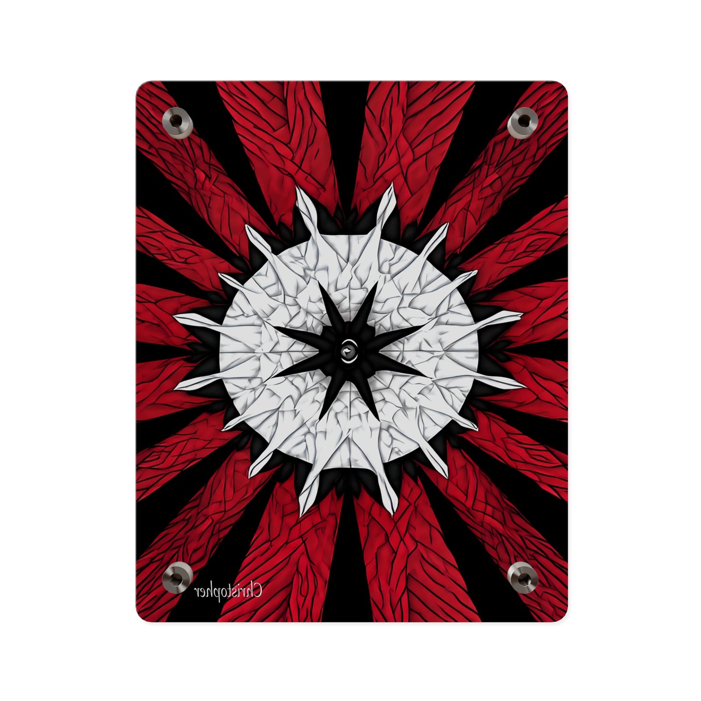 Red & Black Mandala Acrylic Wall Art Panel — Personalized Name Option