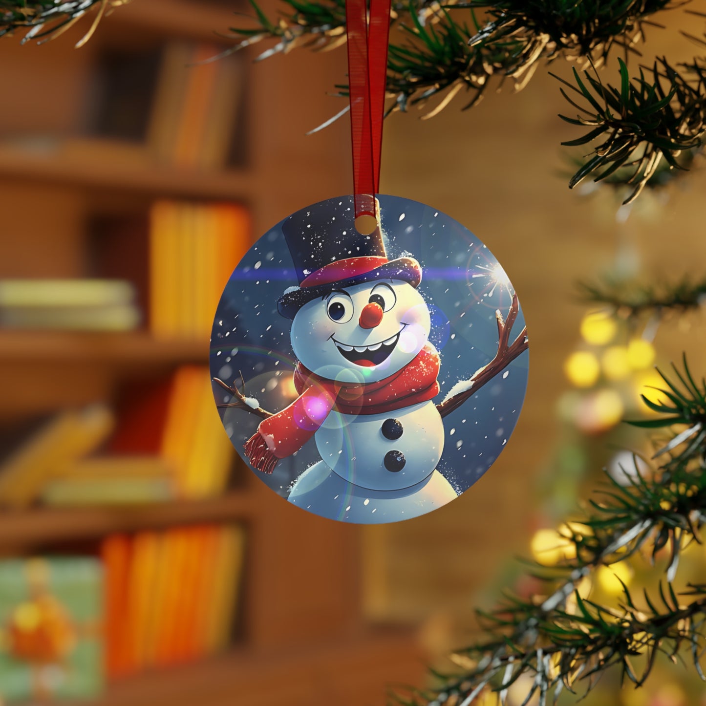 Cheerful Snowman Bell Metal Ornament — Holiday Christmas Tree Decoration