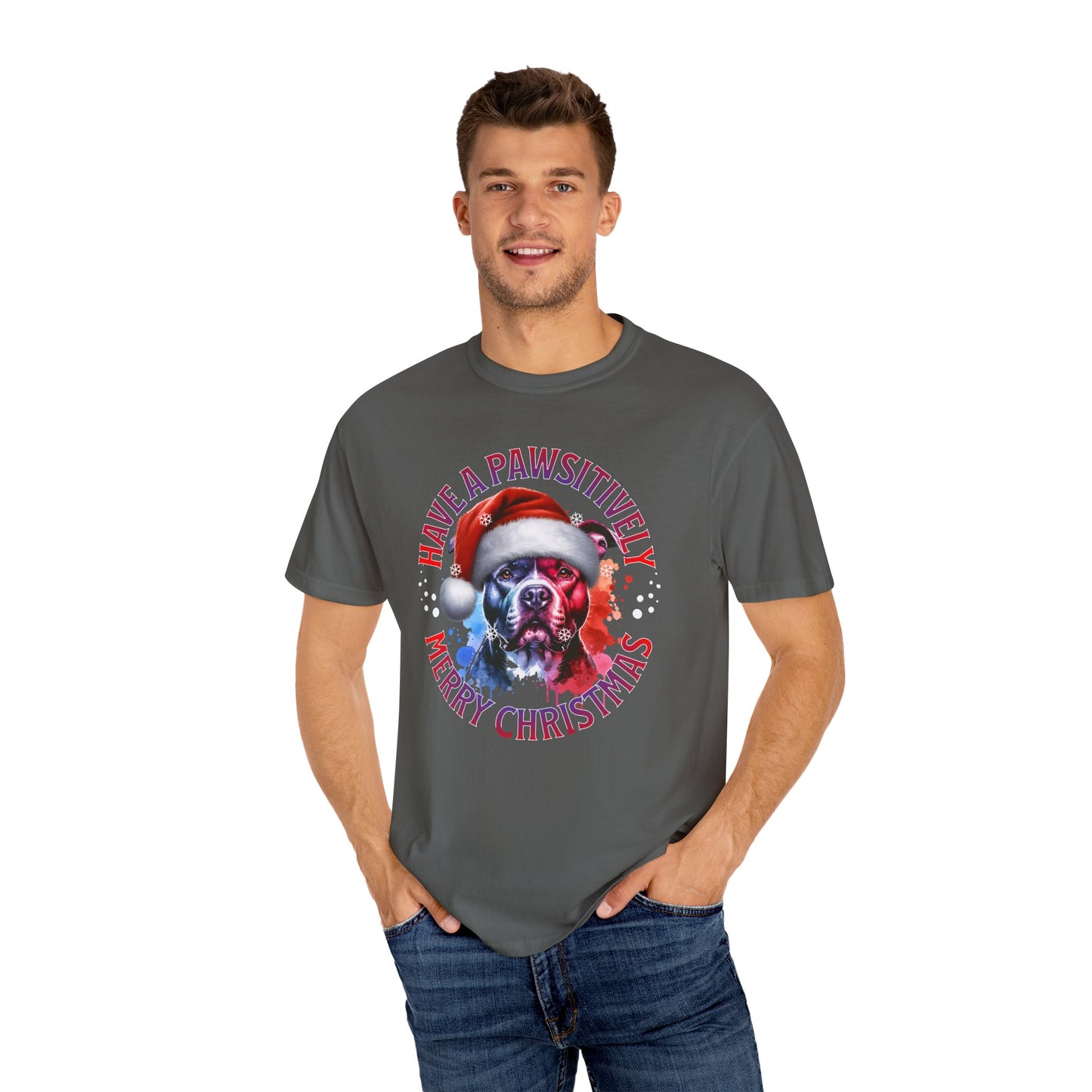 Have a Pawsitively Merry Christmas Pit Bull T-Shirt — Santa Dog Holiday Tee