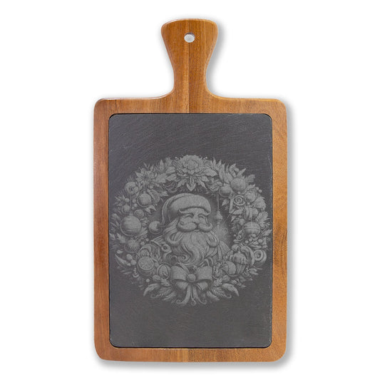 Engraved Santa Charcuterie Board with Cheese Knives