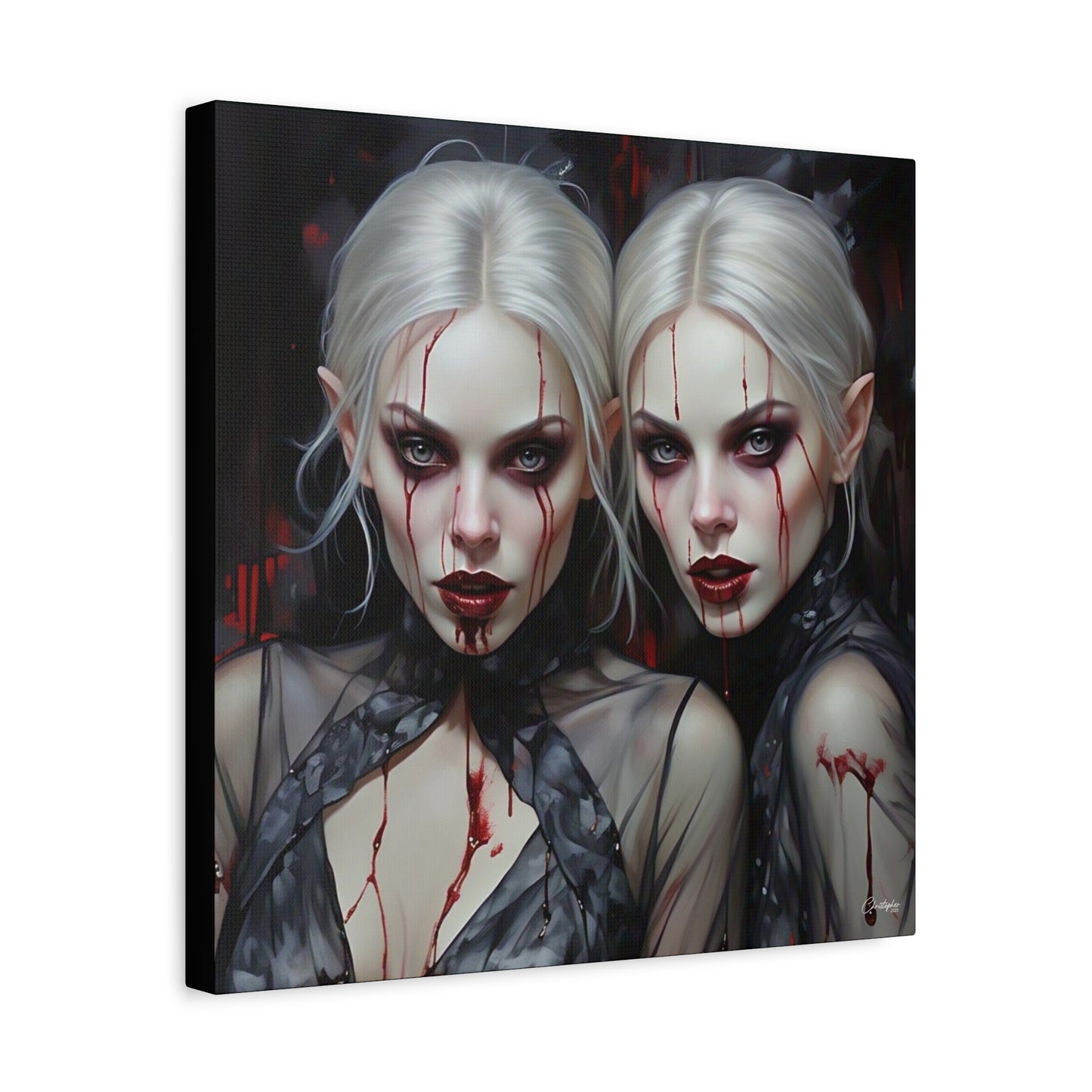 Gothic Canvas Art Print, Dark Fantasy Wall Decor, Horror Art, Halloween Home Decor, Vampire Artwork, Unique Gift for Spooky Season