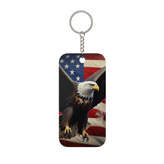 American Eagle Keychain — Patriotic Double-Sided Flag Charm