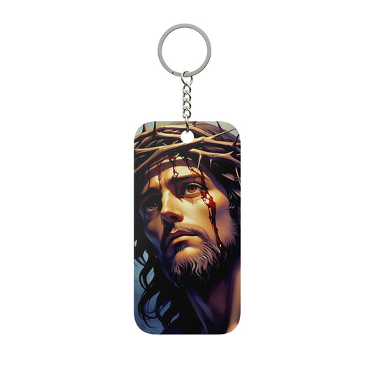 Jesus Christ Portrait Keychain — Double-Sided Religious Keychain Charm
