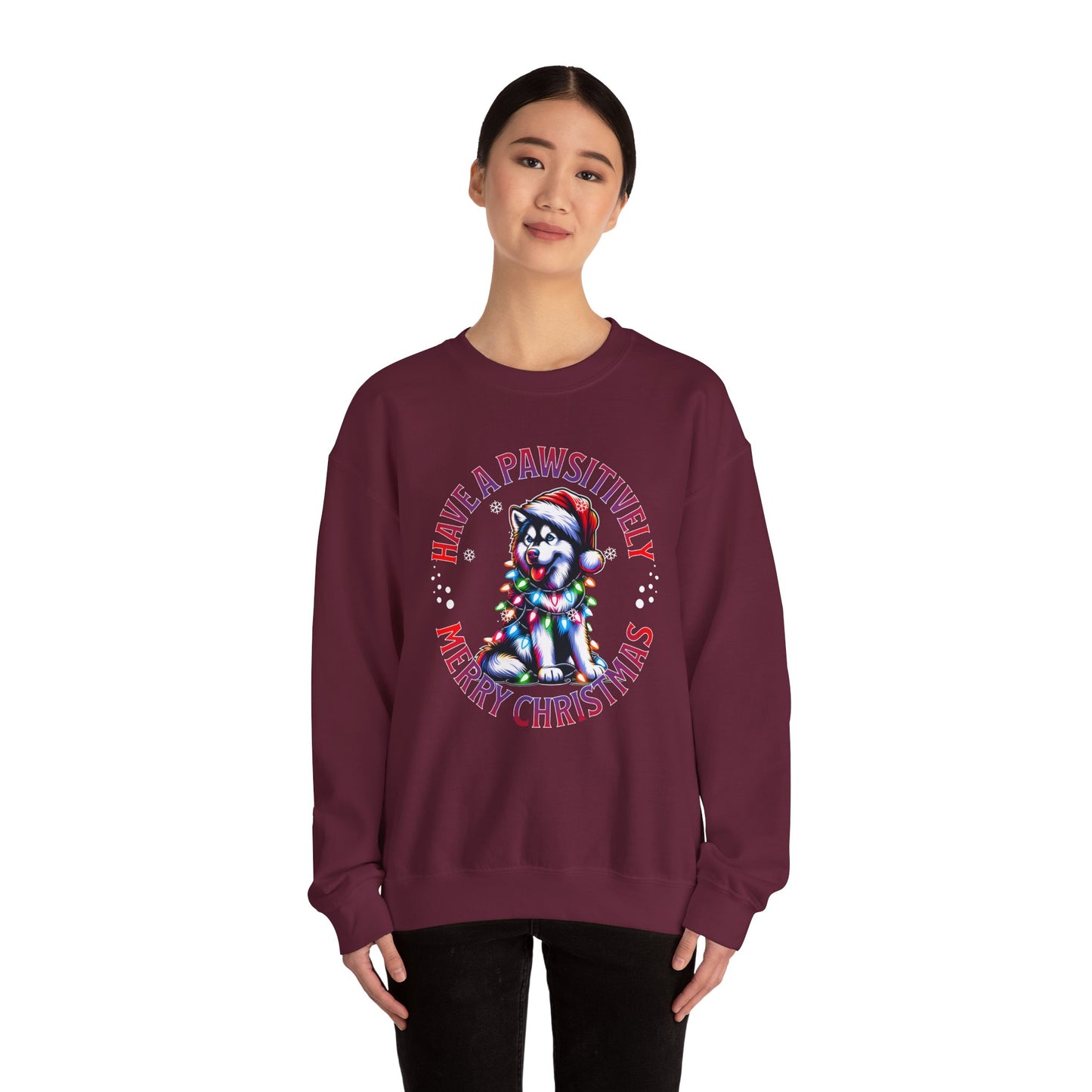 Christmas Puppy Sweatshirt — "Have a Pawsitively Merry Christmas" Holiday Crewneck