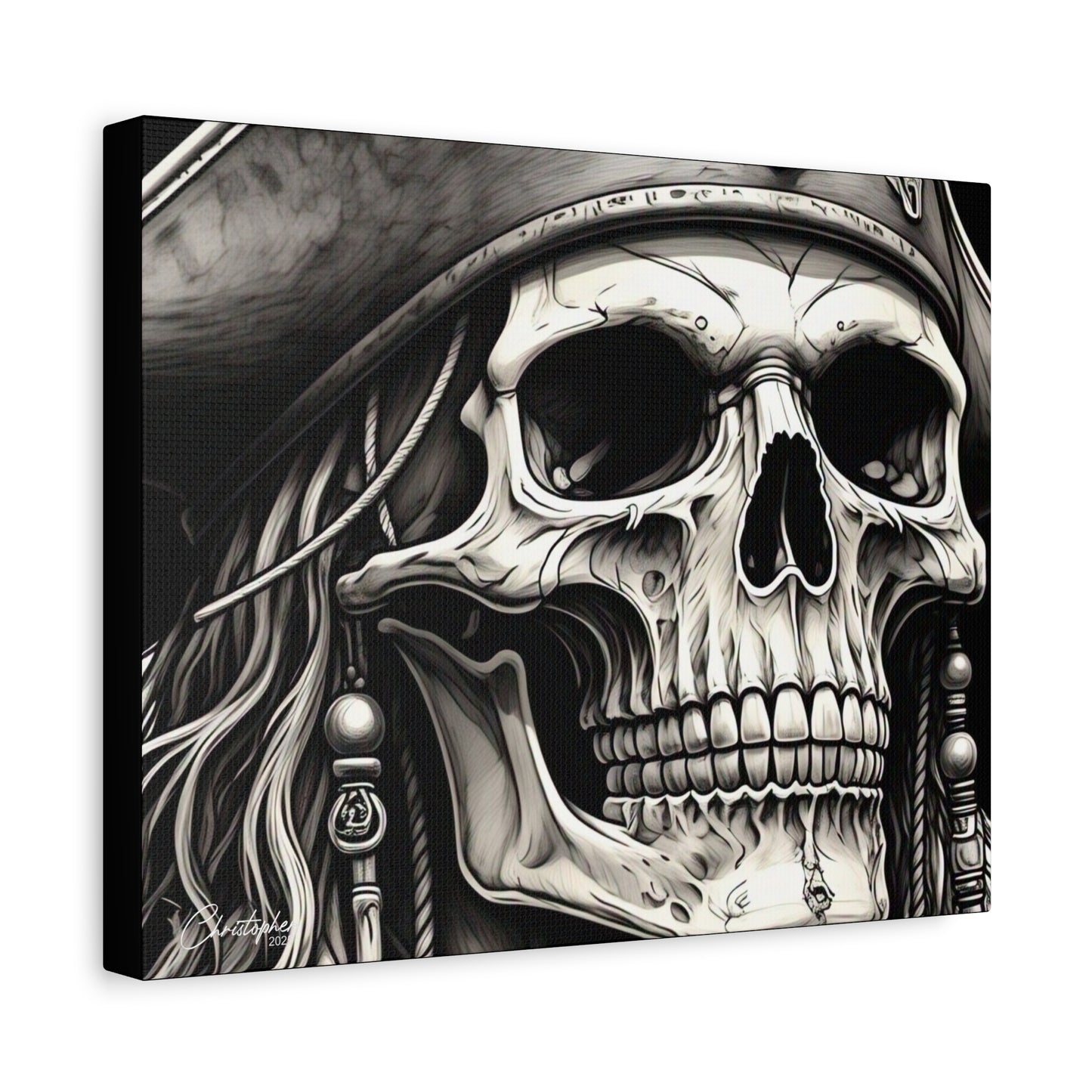Pirate Skull Canvas Art - Edgy Gothic Decor, Wall Art for Halloween, Gothic Home Decor, Pirate Theme, Gift for Him