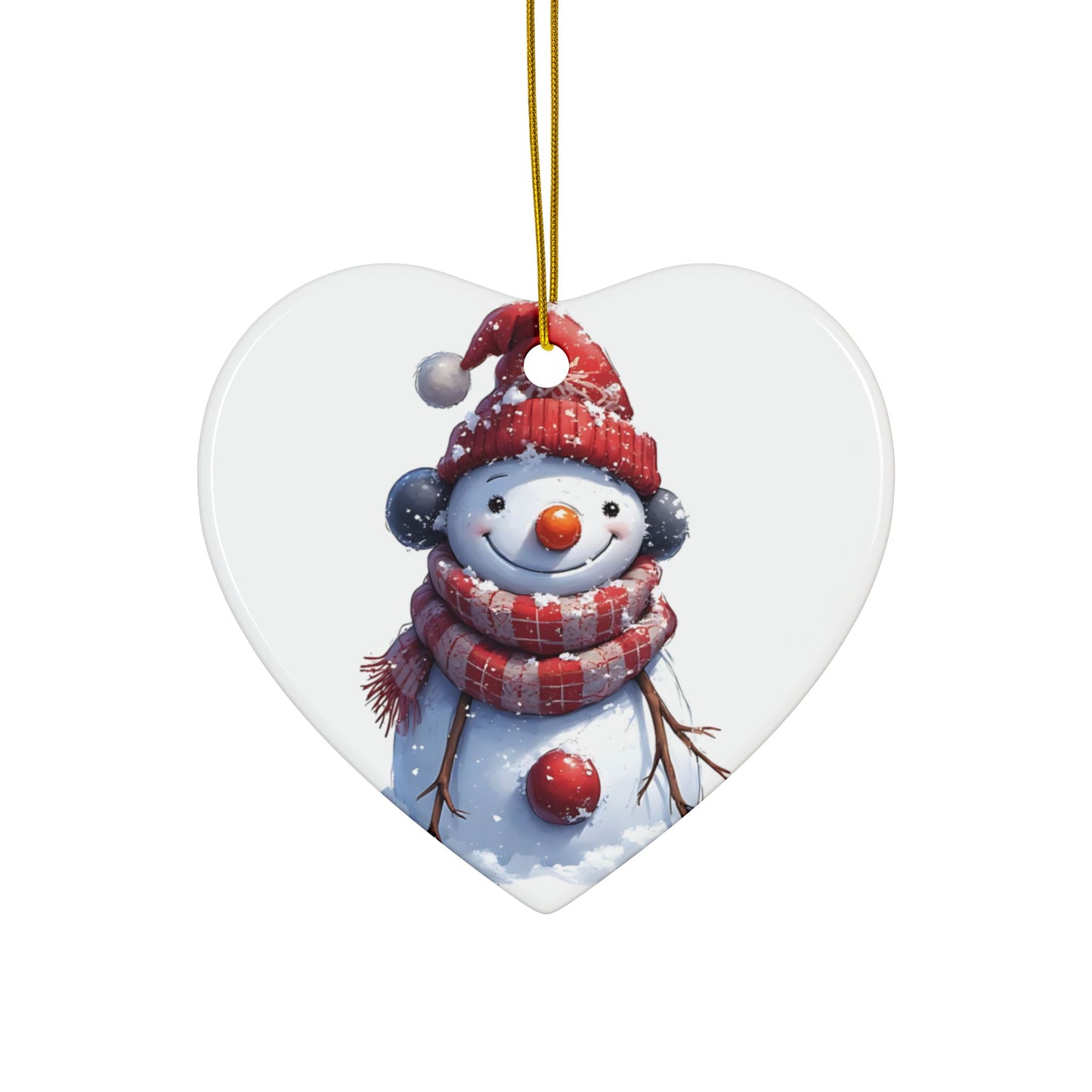Snowman Ceramic Ornament — Double-Sided Christmas Tree Decoration