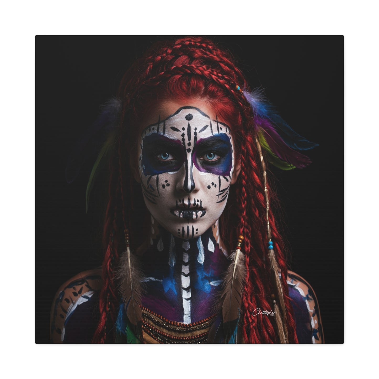 Colorful Tribal Art Canvas Print - Bohemian Home Decor