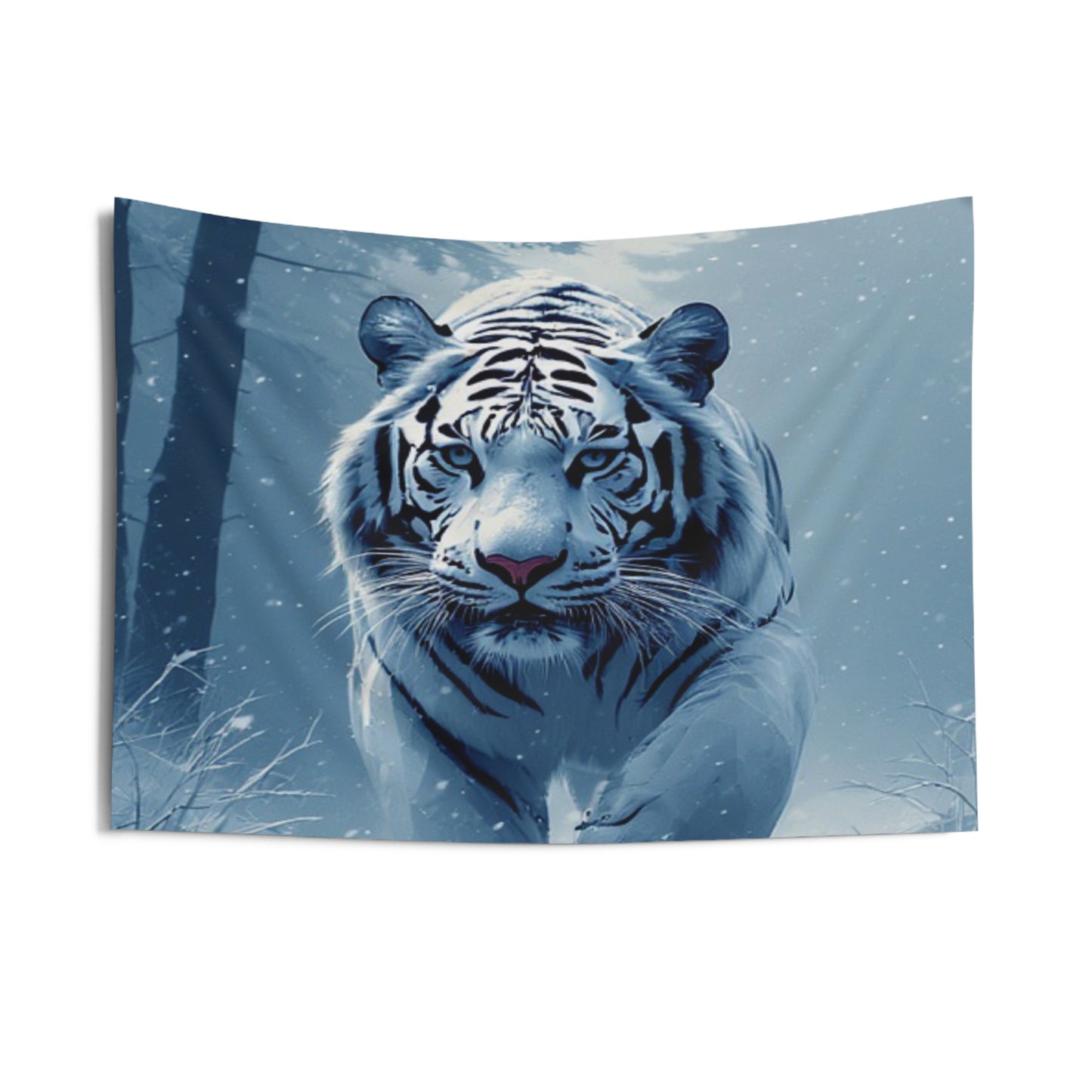 Snow Tiger Tapestry — Majestic Winter White Tiger Wall Art