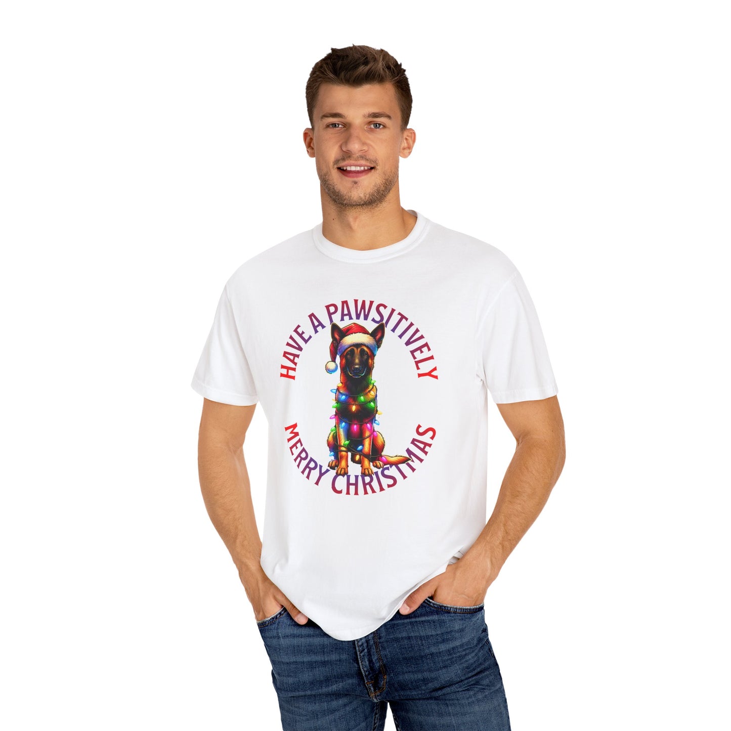 Christmas Malinois T-Shirt — "Have a Pawsitively Merry Christmas" Holiday Tee