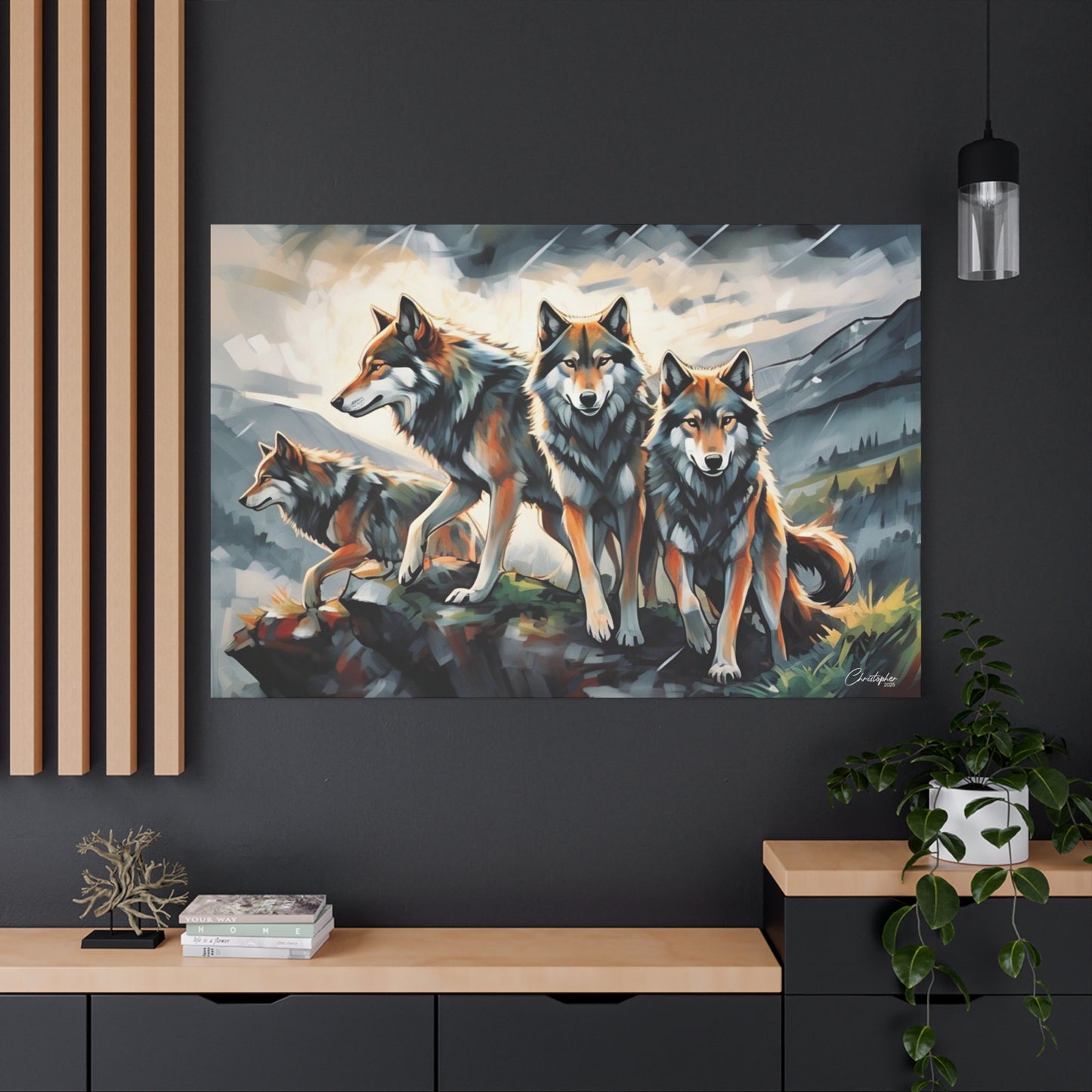 Wolf Family Matte Canvas Art, Home Decor, Animal Lovers Gift, Nature Wall Art, Wildlife Art Print, Outdoor Enthusiasts Decor