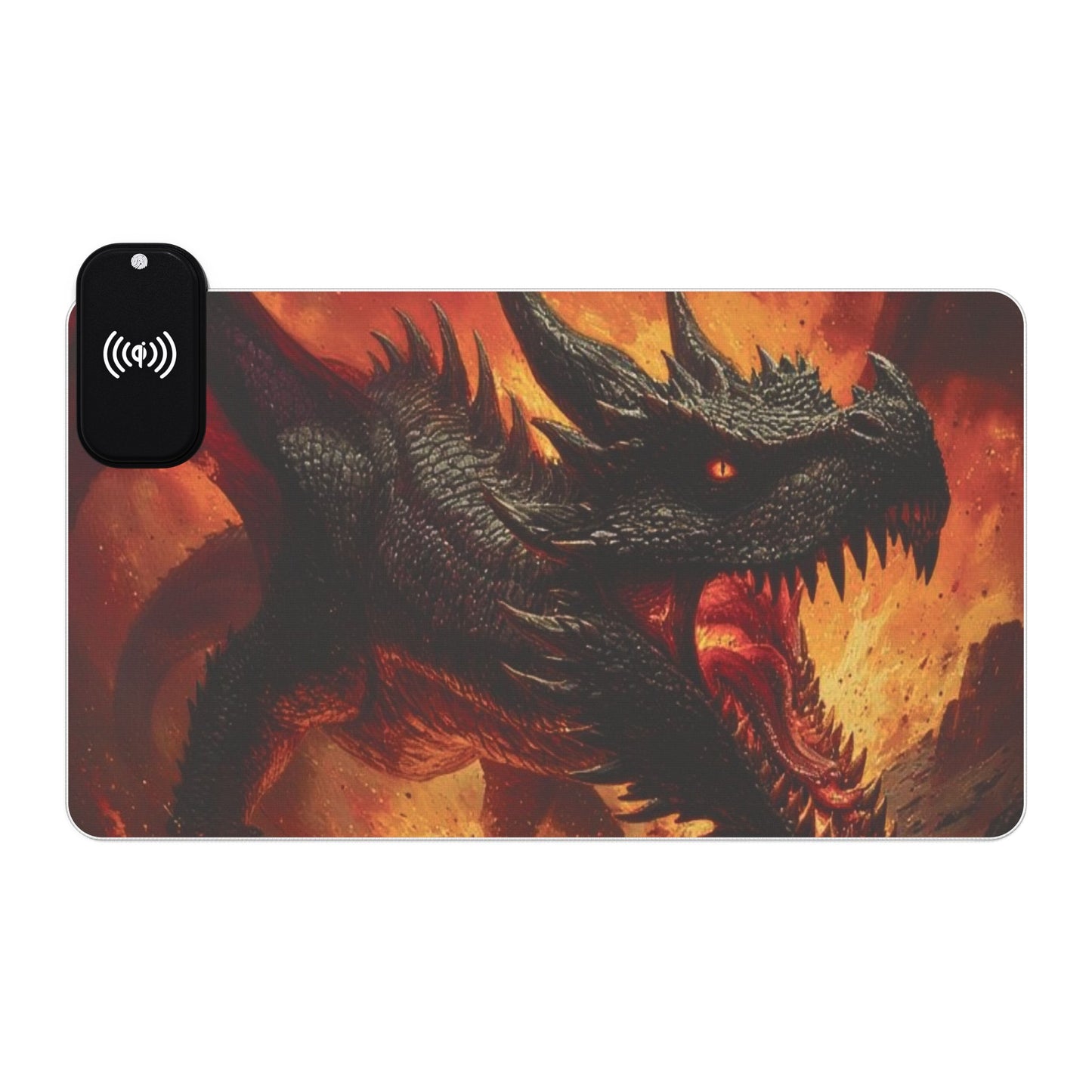 RGB Wireless Charging Gaming Mouse Pad — Fiery Dragon Desk Mat