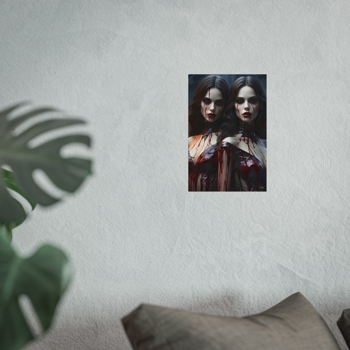 Vampire Sisters Fine Art Poster, Gothic Wall Art, Spooky Decor, Horror Home Decor, Blood Art Print, Dark Aesthetic Print