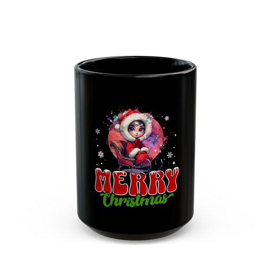 Merry Christmas Black Mug - 11oz & 15oz Holiday Coffee Cup