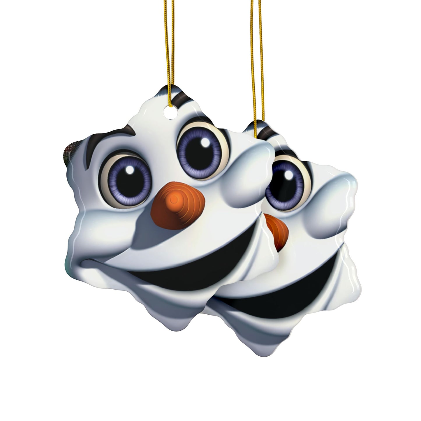 Snowman Face Ceramic Ornament — Cute Holiday Tree Decoration, Double-Sided